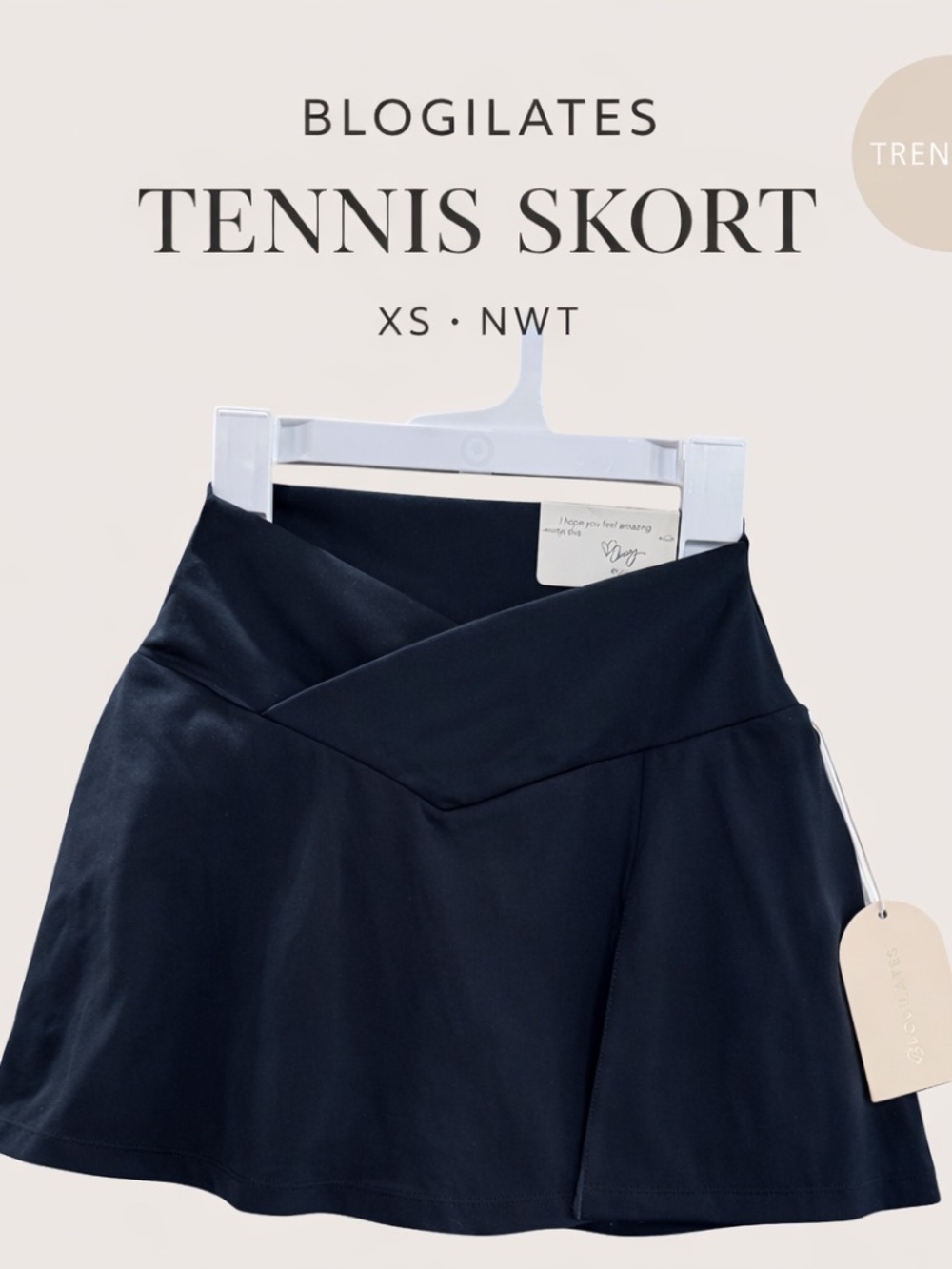 Blogilates Black Tennis Skort XS NWT High Waisted Athletic Skirt Shorts